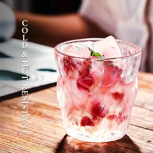 Japanese style glacier texture heat-resistant glass cup for hot and cold drinks