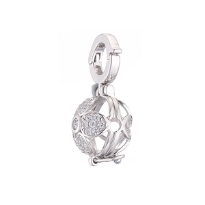 S925 sterling silver hollow planet charm with white zircons for DIY jewelry making
