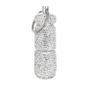 Rhinestone Pill Bottle Keychain Aluminum Alloy Waterproof Sealing Divided Capsule Case Mini Portable Medicine Container