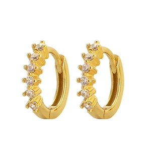 Luxurious gold-plated S925 sterling silver hoop earrings with pave set white cubic zirconia