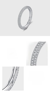 Macro shot of S925 sterling silver band with 5A grade zircon hand-set micro-pave diamonds