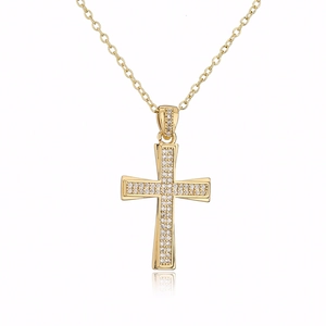 Elegant 18K gold plated necklace featuring a sparkling cross pendant with cubic zirconia
