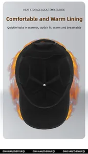Close-up of the breathable thermal lining and thick fleece interior of the wool baseball cap