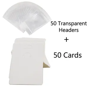 50 sets of white square jewelry display cards and transparent self-sealing hanging bags