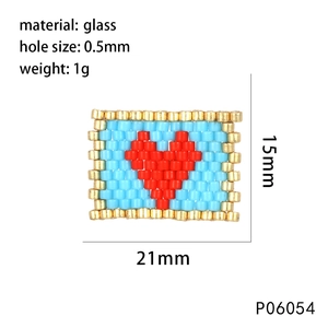 Détail de la perle en verre en forme de cœur 21x15mm avec trou de 0,5mm