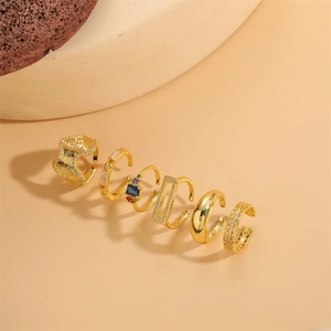 Elegant six-piece gold ring set featuring heart and shell designs for women
