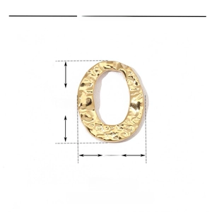 Detailed view of hammered gold oval pendant with 18mm height and 15mm width dimensions