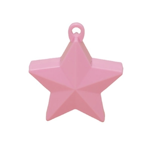 Pink star-shaped balloon weight with top loop for Christmas party decorations