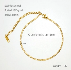 Details der 2mm breiten 18K vergoldeten NK-Kette mit S-STEEL Anhänger und Maßen