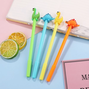 Dinosaur Gel Pen Cartoon Silicone Topper Black Ink Writing Stationery For Students Novelty School Office Cute