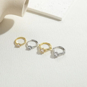 Bagues de mariage géométriques luxueuses plaquées or 14K avec zircons brillants