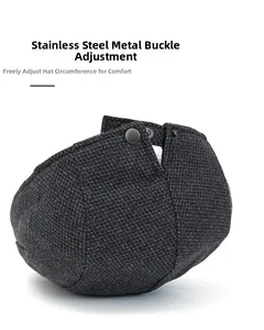 Detail of newsboy cap with stainless steel buckle for adjustable head circumference