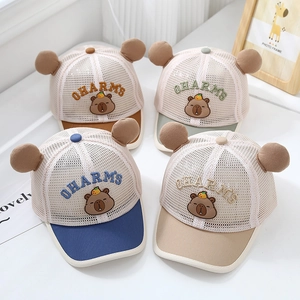 Kids Baseball Cap Mesh Summer Sun Hat With 3D Ears Breathable Cartoon Outdoor Peaked Cap For Toddler Boys Girls