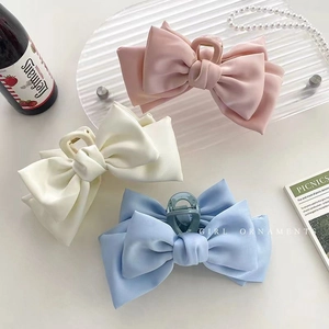 Grande Pince À Cheveux Nœud Satin Double Face Élégant Style Princesse Accessoires Cheveux Femmes