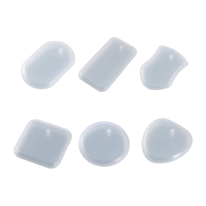 Set of 6 clear silicone resin molds with holes for heart and oval shaped DIY pendants
