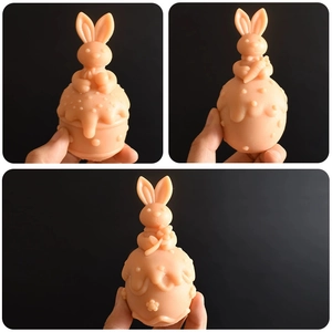 Easter bunny silicone mold for scented candles featuring a rabbit holding a carrot