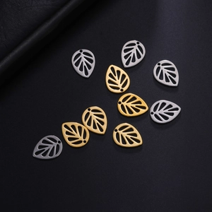 Hollow leaf charms in gold and silver finish for DIY necklaces and bracelets making