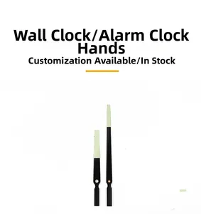Detail showing luminous clock hands with green glow tips and black base for DIY wall clocks