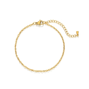 Bracelet de cheville minimaliste en acier inoxydable doré avec fermoir mousqueton et extension