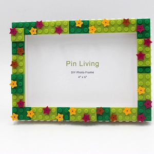 DIY colorful starry sky building block photo frame for 4x6 inch pictures