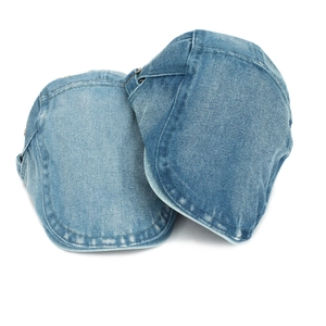Set of two washed denim flat caps in vintage blue, classic ivy hats for men and women