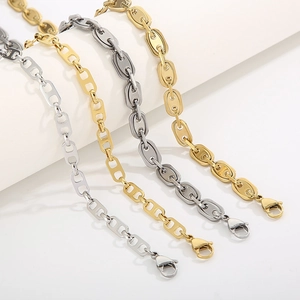 Modische Schweinenasen-Gliederkette aus Edelstahl in Silber und Goldtönen