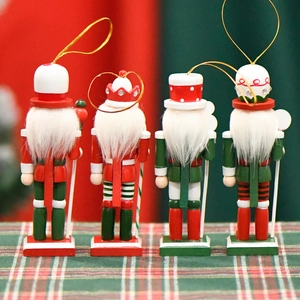 Set of four 13cm wooden candy-colored Nutcracker ornaments for Christmas tree hanging