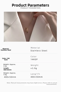 Irregular geometric pendant necklace in gold finish with technical size specifications