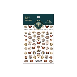 Embossed retro eye nail stickers featuring baroque butterflies and pearl patterns