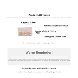 Detail view showing dimensions of 12-piece pearl and alloy earring set, 7.8cm by 2.9cm