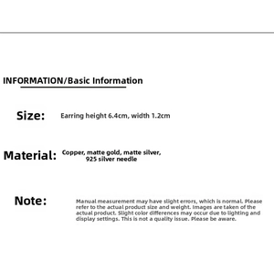 Size specifications for irregular twisted metal earrings made of copper and 925 silver