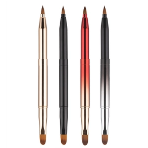 Doppelendiger Einziehbarer Lippenpinsel Tragbarer Concealer Pinsel Mit Kappe Kunstfaser Borsten Metallgriff Make-up Werkzeug