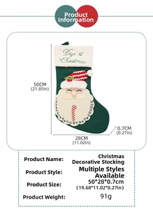 Christmas countdown stocking with Santa calendar, movable candy cane slider and size dimensions