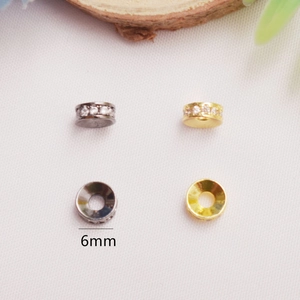 6mm 18K goud en zilver vergulde tussenkralen met zirkonia voor DIY armbanden en sieraden