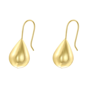 Minimalistische goldene Tropfenohrringe mit hochglanzpolierter Metalloberfläche für Damen