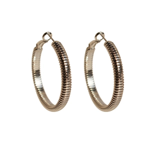 Polished silver oversized hoop earrings with classic spiral texture and ribbed design