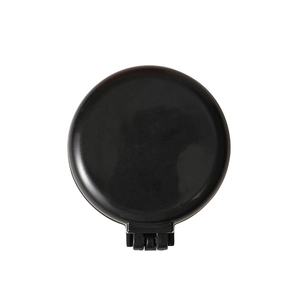 Portable mini folding hairbrush with round cushion air massage and built-in mirror in black