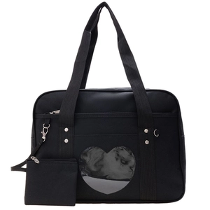 Ita Bag JK Uniform Shoulder Bag Heart Transparent Window Nylon Tote Japanese Style Student Crossbody With Coin Purse