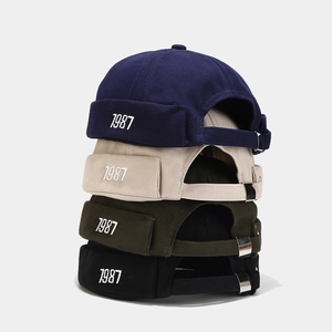 Berretto Docker Senza Tesa Cotone Twill Fibbia Metallo Regolabile Streetwear Hip Hop Retro Ricamo Miki Hat Uomo Donna
