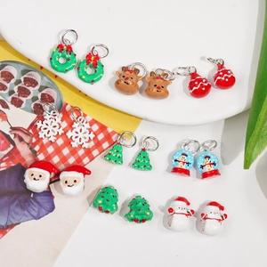 Christmas themed enamel charms set including Santa and snowman for DIY jewelry making