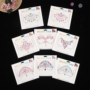 Rhinestone Body Jewels Self-Adhesive Acrylic Chest Stickers Carnival Rave Party Butterfly Star Design Sparkly Decoration Women