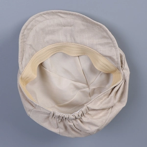 Breathable linen irregular peak cap with inner sweatband and elastic back adjustment