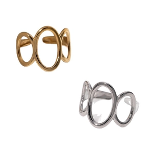 Adjustable stainless steel 18k gold rings with unique triple oval cutout design for women