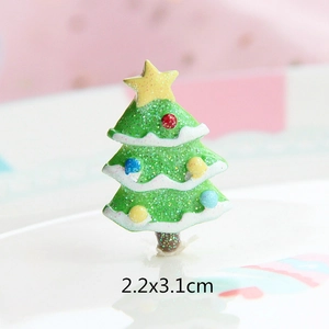 Detailed macro view of 2.2x3.1cm glittery Christmas tree resin charm with colorful baubles