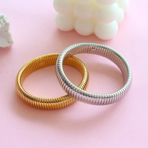 18K gold and silver plated stainless steel elastic snake bone texture bracelets