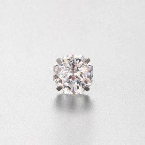 Octagon cut 6mm cubic zirconia stud earring with four-prong titanium steel screw back