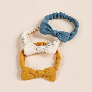 Lot de 3 bandeaux pour bébé en coton avec nœuds papillon aux motifs floraux