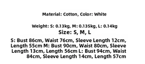 Detailed size guide and material specs for the white vintage puff sleeve blouse
