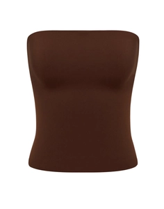 Détails de texture du haut bandeau marron foncé sans bretelles pour le fitness et la détente