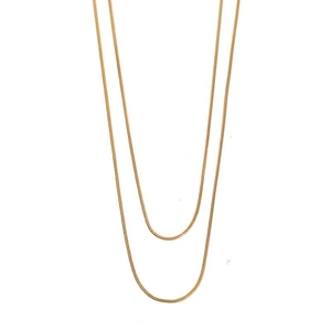 Elegant gold double-layered square snake chain titanium steel necklace for women